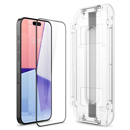 iPhone 15 Pro Ekran Koruyucu Kolay Kurulum, Spigen GLAS.tR EZ Fit FC (2 Adet) Black