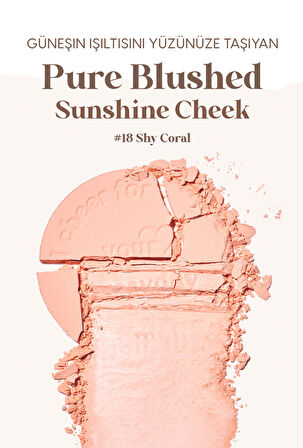 Pastel Tonlarda Sebum Dengeleyici Toz Allık Peripera Pure Blushed Sunshine Cheek (18 Shy Coral)