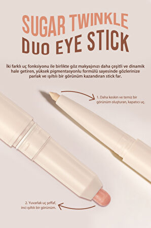 Çift Taraflı Kapatıcı ve Işıltılı Kalem Far Peripera Sugar Twinkle Duo Eye Stick (04 Sunday Coral)