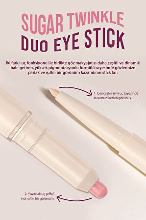 Çift Taraflı Kapatıcı ve Işıltılı Kalem Far Peripera Sugar Twinkle Duo Eye Stick (05 Frozen Pink)