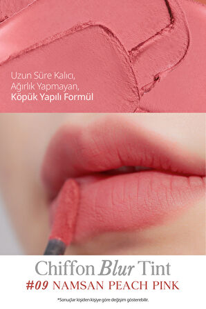 Pürüzsüz ve Kadifemsi Dokulu, Doğal Görünüm Sunan Tint Clio Chiffon Blur Tint (09 Namsan Peach Pink)