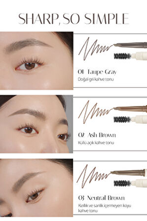 İnce Ve Kalın Çizim Sunan, Fırçalı Kaş Kalemi CLIO Sharp So Simple Brow Pencil (02 Ash Brown) 