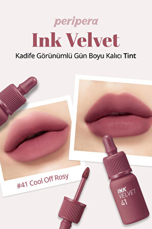 Yüksek Pigmentli, Kadife Görünümlü, Gün Boyu Kalıcı Tint Peripera Ink Velvet (#41 Cool Off Rosy)