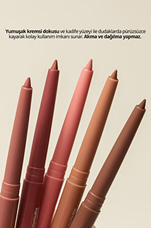 Kadife Bitiş Sunan, Yoğun Pigmentli Dudak Kalemi Peripera Ink Velvet Lip Liner (01 Rosy Nude)