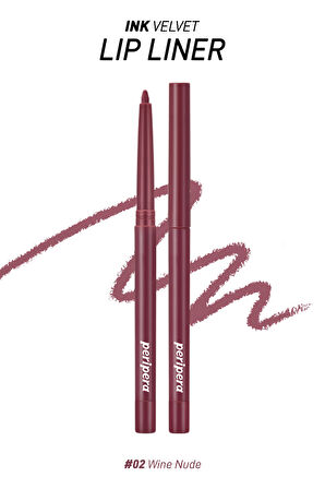 Kadife Bitiş Sunan, Yoğun Pigmentli Dudak Kalemi Peripera Ink Velvet Lip Liner (02 Wine Nude)