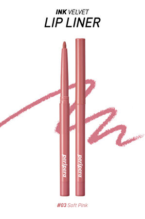 Kadife Bitiş Sunan, Yoğun Pigmentli Dudak Kalemi Peripera Ink Velvet Lip Liner (03 Soft Pink)