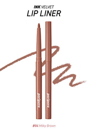 Kadife Bitiş Sunan, Yoğun Pigmentli Dudak Kalemi Peripera Ink Velvet Lip Liner (04 Milky Brown)