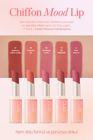 Yumuşak Dokulu, Hafif Mat Görünüm Sunan Ruj Clio Chiffon Mood Lip (11 Plum Macaron)