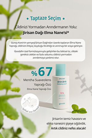 %10 AHA BHA İçerikli Peeling Solüsyonu GOODAL Apple Mint AHA BHA  10% Exfoliating Liquid