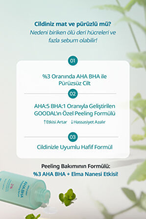 %3 AHA BHA & Elma Nanesi İçerikli Peeling Etkili Serum GOODAL Applemint AHA BHA 3% Exfoliating Serum