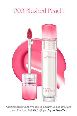 Yapışkanlık Hissi Vermeyen Yoğun Işıltılı Tint Clio Crystal Glam Tint (03 Blushed Peach)