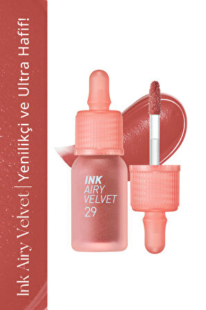 Uzun Süre Kalıcı ve Hafif Formüllü, Kadife Bitişli Tint Peripera Ink Airy Velvet(29What Are You Fig)