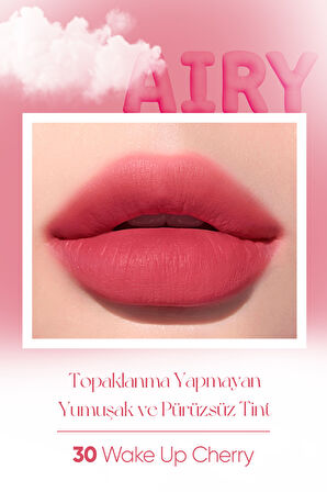 Uzun Süre Kalıcı ve Hafif Formüllü, Kadife Bitişli Tint Peripera Ink Airy Velvet (30 Wake Up Cherry)