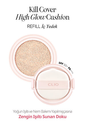 Yoğun Nem ve Parlaklık Sağlayan Cushion CLIO Kill Cover High-Glow Cushion SPF50+ PA++++ (2 Lingerie)