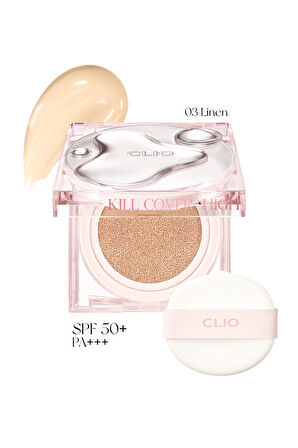 Yoğun Nem ve Parlaklık Sağlayan Cushion CLIO Kill Cover High-Glow Cushion (3 Linen) SPF50+ PA++++