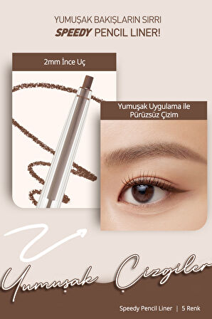 Suya Dayanıklı Kolay Kullanım Sunan Göz Kalemi Peripera Speedy Pencil Liner (2 Neutral Brown)