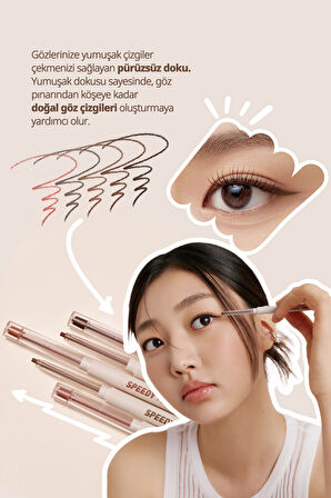 Suya Dayanıklı Kolay Kullanım Sunan Göz Kalemi Peripera Speedy Pencil Liner (2 Neutral Brown)