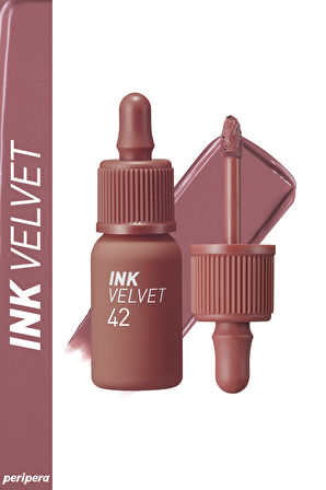 Yüksek Pigmentli, Kadife Görünümlü, Gün Boyu Kalıcı Tint Peripera Ink Velvet (#42 Pinkish Nude)