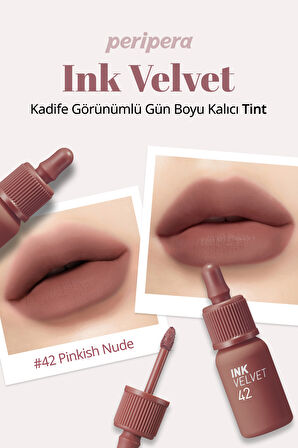 Yüksek Pigmentli, Kadife Görünümlü, Gün Boyu Kalıcı Tint Peripera Ink Velvet (#42 Pinkish Nude)