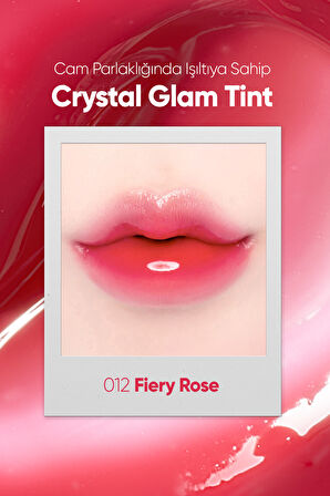 Yapışkanlık Hissi Vermeyen Yoğun Işıltılı Tint Clio Crystal Glam Tint (12 Fiery Rose)