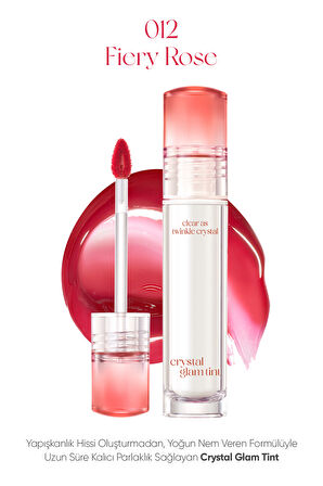 Yapışkanlık Hissi Vermeyen Yoğun Işıltılı Tint Clio Crystal Glam Tint (12 Fiery Rose)