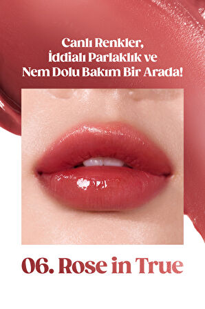 Yoğun Nemlendirme Sunan Vegan Dudak Balmı PERIPERA Ink Mood Glowy Balm (6 Rose in True) (Hip Gray)