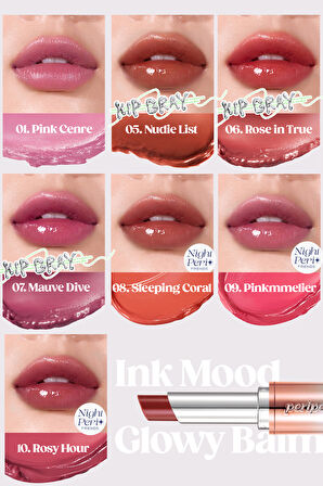 Yoğun Nemlendirme Sunan Vegan Dudak Balmı PERIPERA Ink Mood Glowy Balm (6 Rose in True) (Hip Gray)