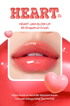 Yoğun Nemlendirici, Parlak Bitişli Balm Peripera Heart Jam Glow Lip (3 Grapefruit Crush)