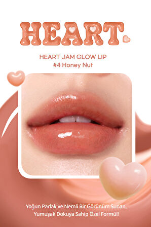 Yoğun Nemlendirici, Parlak Bitişli Balm Peripera Heart Jam Glow Lip (4 Honey Nut)