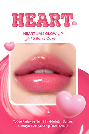 Yoğun Nemlendirici, Parlak Bitişli Balm Peripera Heart Jam Glow Lip (5 Berry Coke)