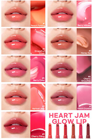 Yoğun Nemlendirici, Parlak Bitişli Balm Peripera Heart Jam Glow Lip (5 Berry Coke)