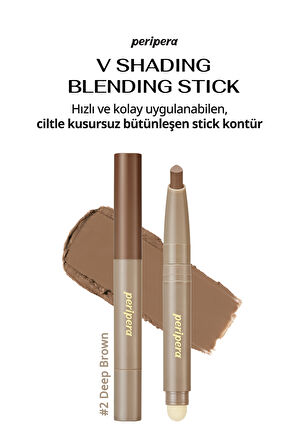 Pratik Uygulanan Çift Taraflı Kontür Stick PERIPERA V Shading Blending Stick (002 Deep Brown)