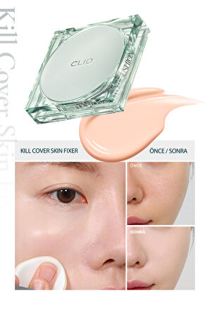 Gün Boyu Kalıcı Mat Cushion Fondöten CLIO Kill Cover Skin Fixer Cushion (21C Lingerie) SPF50+ PA+++