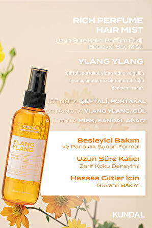 Parfüm Etkili, Besleyici Saç Misti KUNDAL Rich Perfume Hair Mist 100ml (Ylang Ylang)