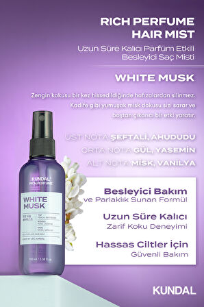 Parfüm Etkili, Besleyici Saç Misti KUNDAL Rich Perfume Hair Mist 100ml (White Musk)