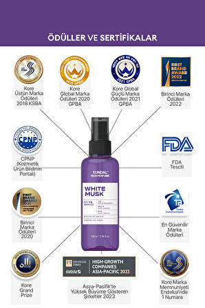 Parfüm Etkili, Besleyici Saç Misti KUNDAL Rich Perfume Hair Mist 100ml (White Musk)