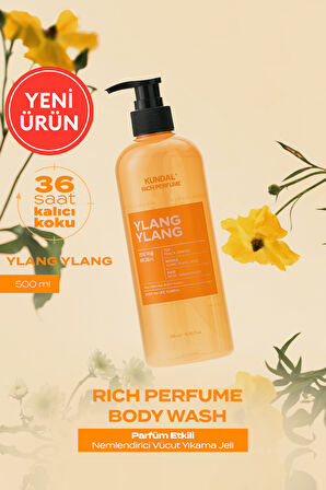 Parfüm Etkili Besleyici Nemlendirici Vücut Yıkama Jeli KUNDAL Rich Perfume Body Wash 500ml Ylang 