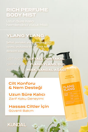 Parfüm Etkili Besleyici Nemlendirici Vücut Yıkama Jeli KUNDAL Rich Perfume Body Wash 500ml Ylang 