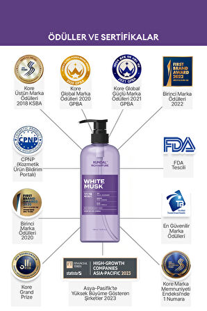 Parfüm Etkili Besleyici ve Nemlendirici Vücut Yıkama Jeli KUNDAL Rich Perfume Body Wash 500ml (White Musk) 