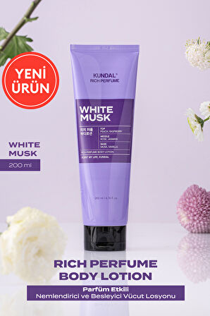Parfüm Etkili Nemlendirici&Besleyici Vücut Losyonu KUNDAL Rich Perfume Body Lotion 200ml White Musk