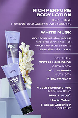 Parfüm Etkili Nemlendirici&Besleyici Vücut Losyonu KUNDAL Rich Perfume Body Lotion 200ml White Musk