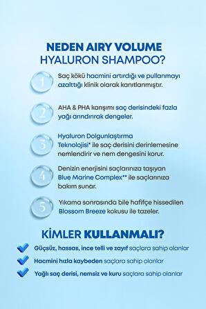Arındıran, Nemlendiren, Hacim Veren Şampuan KUNDAL Airy Volume Hyaluron Shampoo 500ml Blossom Breeze