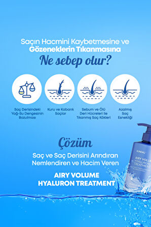 Arındıran Nemlendiren Hacim Veren Saç Kremi KUNDAL Airy Volume Hyaluron Treatment 500ml Blossom Br.