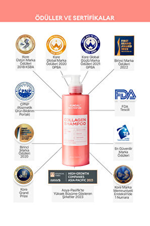 Onarıcı Kolajen Şampuanı KUNDAL Rich Perfume Collagen Damage Care Shampoo 400ml (Cherry Blossom)