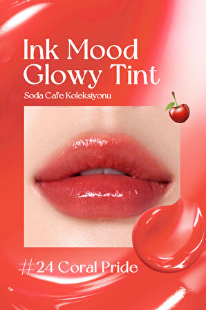 Ağırlık Hissi Vermeyen, Pigmentli Parlak Tint Peripera Ink Mood Glowy Tint ( #24 Coral Pride)