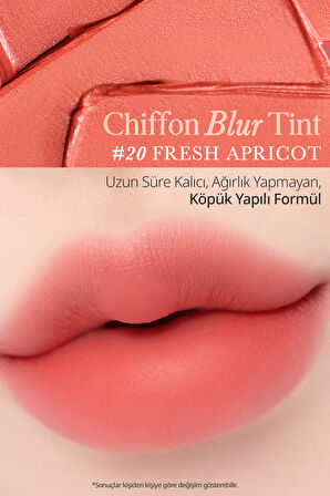 Pürüzsüz ve Kadifemsi Dokulu, Doğal Görünüm Sunan Tint Clio Chiffon Blur Tint (20 Nudy Peach)