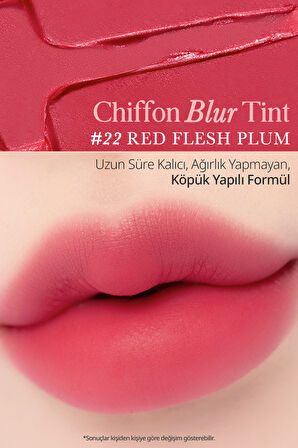 Pürüzsüz ve Kadifemsi Dokulu, Doğal Görünüm Sunan Tint Clio Chiffon Blur Tint (22 Bright Red)