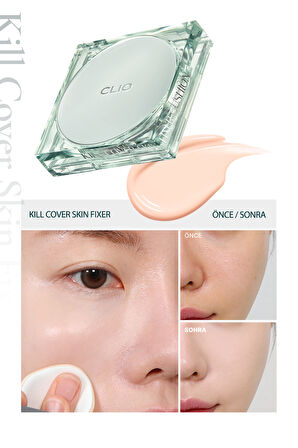 Gün Boyu Kalıcı Mat Cushion Fondöten CLIO Kill Cover Skin Fixer Cushion (19C Light) SPF50+ PA+++