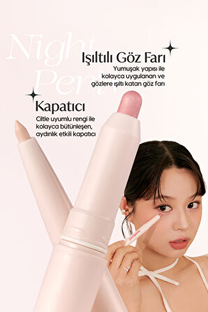 Çift Taraflı Kapatıcı ve Işıltılı Kalem Far Peripera Sugar Twinkle Duo Eye Stick(#06 Sheer Blurring)