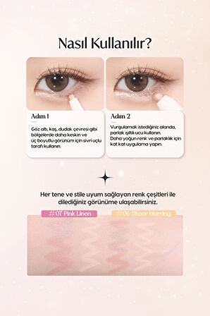 Çift Taraflı Kapatıcı ve Işıltılı Kalem Far Peripera Sugar Twinkle Duo Eye Stick(#06 Sheer Blurring)